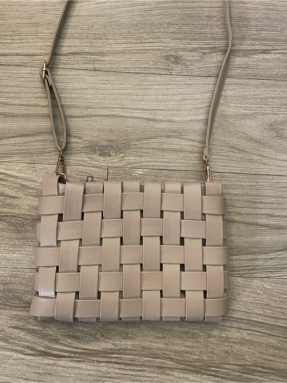 Anthropologie Taupe/Tan Lindy Woven Clutch Crossbody